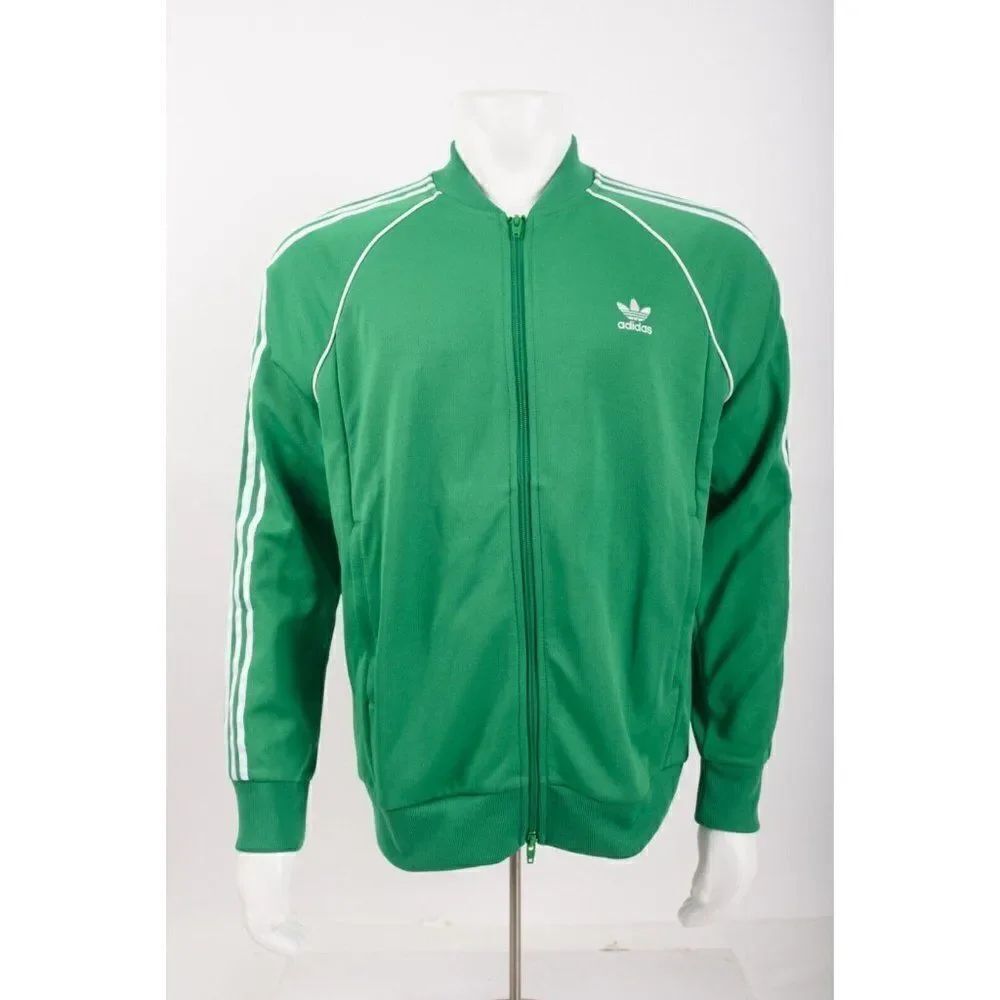 Adidas Originals Mens Superstar Track Jacket Green Large L Zip Up CW1259 NWOT